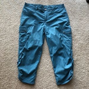 EDDIE BAUER CROPPED PANTS POCKETS ZIPPERS RUCHED